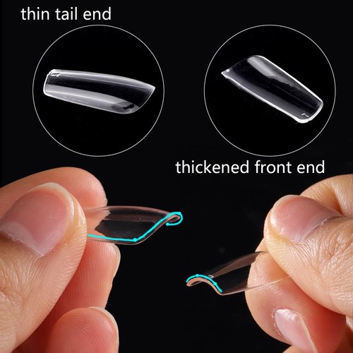 500Pcs Square Nail Tips Full Cover Clear Fake Nail Tips for Acrylic Nails, Size 1~10