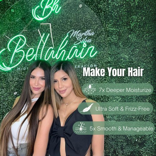 Bellahair Moisturizing Shampoo for Dry Damaged Hair & Growth - Sulfate Free 100% Organic Color Safe Shampoo for Straight & Curly Hair - Deeply Hydrates, Volumize, Softens, Smooths, Restore Shine