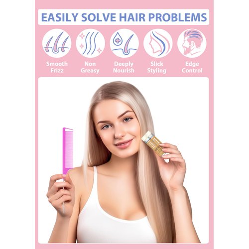 Hair Wax Stick, Slick Back Hair Brush Set 4Pcs, Wax Stick for Hair, Bristle Brush for Flyaways, Teasing Brush for Hair Styling, Edge Brush for Tame Frizz for Baby Hair, Rat Tail Combs for Parting