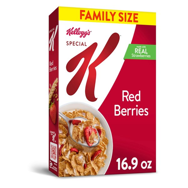 Kellogg’s Special K Breakfast Cereal, Family Breakfast, Made with Real Strawberries, Family Size, Red Berries, 16.9oz Box (1 Box)