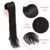 YOLANFAIRY 32 Inch Long Straight Drawstring Ponytail Extension Synthetic Hair Extensions Ponytail Natural Soft Fake Pony Tail Hair Pieces for Women (Brownish Black)