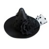 Small Witch Hat Retro Black Witch Flower Hair Clip Decorative Halloween Hair Accessories for Party (Black Flower)