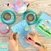 Bright Stripes Kids Tea Set - Pretend Play Tin Tea Set for Girls & Boys | Includes Tea Pot, Cups, Saucers, Plates, Tray, Invitations & Place-Cards for Imaginative Play