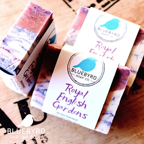 Bluebyrd Soap Co. English Royal Gardens Bar Soap For Women | Floral Scents of Gardenia, Jasmine, Plumeria | Cold Process Handmade Soap Bars Organic Oils | Vegan, Non-Gmo (Royal)