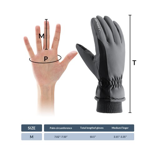 DOFOWORK Ski Gloves - Winter Gloves Waterproof Breathable Snowboard Gloves for Cold Weather, Snow Gloves for Men/Women - Gray