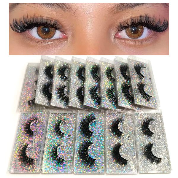 U-Hotmi 3D Faux Mink Lashes Fake Eyelashes Bulk Wholesale Fales Eyelashes 16mm Natural(30 pairs)