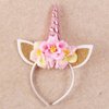 Nishine Glitter Unicorn Horn Headband Simulated Rosebush Crown Tiaras Hair Band for Birthday Unicorn Party Supplies (Pink)