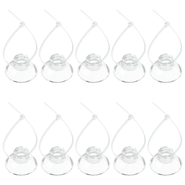 Pawfly 10 Pack Suction Cups with 20 Pieces Adjustable Zip Ties for Aquarium Fish Tank Binding Moss Shrimp Dodging Nest