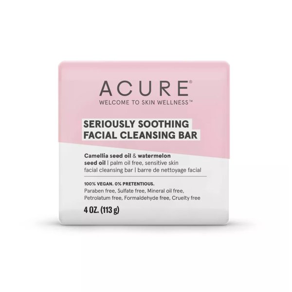 Acure Seriously Soothing Facial Cleansing Bar with Camellia Seed Oil and Watermelon Seed Oil - 4 oz