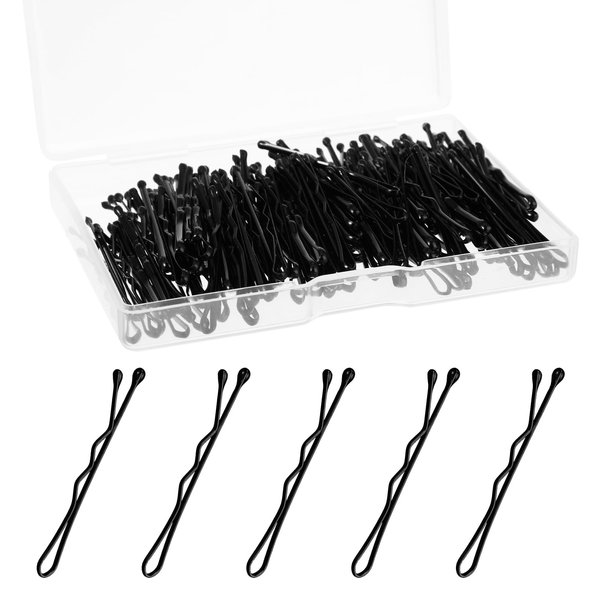 GEEHUA Mini Bobby Pins, 150 Count 1.38 Inch Curved Small Hair Pins Kit, Waved Hairpin with Storage Box for Kids Girls and Women Wedding Hairstyles All Styling Hair Clips Accessories (Black)