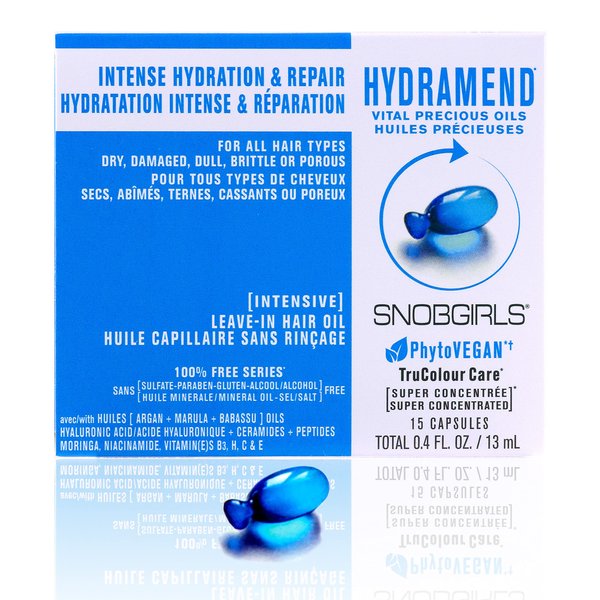 SNOB GIRLS HYDRAMEND Salon Vegan Hair Oil Intense Hydration & Repair for All Hair Types of Dry Damaged Hair with Hyaluronic Acid, Ceramides and Argan Oil (15 Capsules)