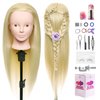 Neverland Beauty Mannequin Head with 50% Real Human Hair, 24 Inch Makeup Cosmetology Manikin Practice Head with Hair, Braiding Hairdressing Doll Head for Hair Styling with False Eyelashes