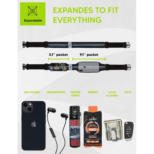 Slim Running Belt for Women and Men, Money belt, Phone Holder for Running Fits Most Cell Phone, Running Waist Belt, Reflective Workout Phone Holder for Running, Running bag, Running Fanny Pack