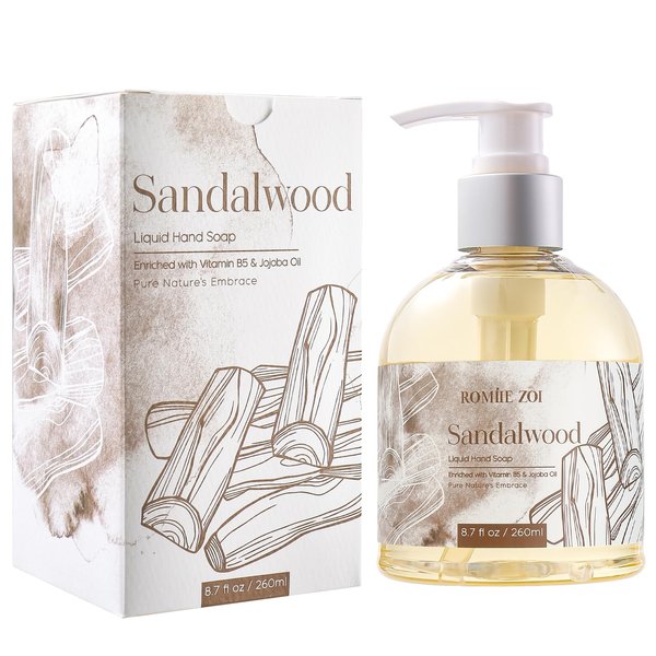 ROMIIE ZOI Liquid Hand Soap with Gift Box - Pure Nature's Embrace - Sandalwood - 260ml/ 8.7 fl.oz