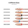 MelodySusie Long Flame Nail Drill Bits, 3/32'' Carbide Tungsten Bits, Suitable for Manicure Pedicure Cuticle Gel Polishing, Beginners Bits, Rose Gold, Series Bit-X, Medium