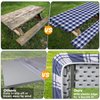 Picnic Table Cover with Bench Covers Camping Essentials Waterproof Windproof Camping Tablecloth with Drawstring Bag, Fitted Rectangle Tables and Seats, 72in, Blue Checkered