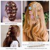 Paderison 16Pcs Flower Hair Clips Small Hair Clips for Girls 8 Mini Flower Hair Claw Clips with Crystal Tiny 8 Cute Metal Duckbill Clips Colorul Sweet Bang Hair Barrettes Hair Accessories for Women