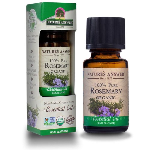 Nature’s Answer USDA Organic Rosemary Essential Oil, 100% Pure | Natural Aromatherapy Oil for Diffuser/Humidifier, Steam Distilled 0.5 fl oz. (15ml) | Made in USA