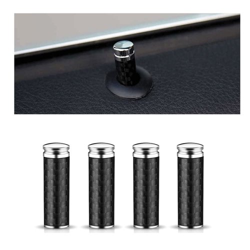Rsept 4 Pieces Carbon Fiber Car Door Lock Knobs,Car Door Lock Knobs Pin Cover,Universal Door Lock Knob Pull Pins Car Interior Accessories,Pin Truck Door Locks Inner Lock Knob Pull Pins