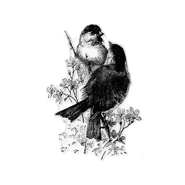 Hying 2 Love Birds on Flowers Words Clear Stamps for Card Making Scrapbooking Crafting DIY Decorations, Birds and Flowers Transparent Silicone Seal Stamps for Embossing Album Crafts