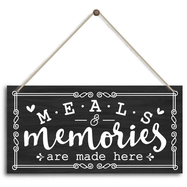 Kitchen Door Sign Decor, Meals & Memories Are Made Here, Kitchen Wall Wooden Sign Plaque Decoration Housewarming Gifts for New House Home Women Men Kitchen Gifts for Mom Grandma