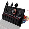 FXC 12V 24V Red LED ON/Off Marine Multi Function Switch Panel Waterproof 8 Gang Rocker Switch Panel for Boat Car Truck Rv Toggle Switches Panel with Circuit Breaker Dual USB Charger Voltmeter