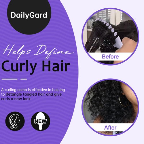Curl Defining Hair Brush, Wet Hair Brush for Women and Men, Detangler Hairbrush for Wet & Dry Hair, Styling Brush for Curly Hair, Shaping and Defining Curls for Long/Wavy/Damaged Hair, Purple