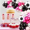 Soccer Party Balloon Garland Arch Kit, Black Hot Pink Balloon Decorations with Soccer Foil Balloon for Women Girls Kids Birthday Sports Party, Soccer Football Theme Birthday Party Decor Supplies