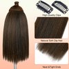 HANNE 22 Inch Kinky Straight Clip Ins Hair Extensions Clip ins for Women 4 Pieces/Lot Yaki Hair Seamless Kinky Clip ins Hair Extensions Clip ins for Daily or Party Use (M30, 22 Inch)