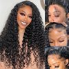Tuneful 13x6 Deep Wave Lace Front Wigs Human Hair Pre Plucked 220% Density Deep Curly Lace Frontal Wigs Human Hair HD Lace 26 Inch Human Hair Wig for Black Women Natural Color