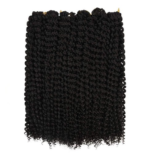 Passion Twist Hair 14inch Water Wave Synthetic Black Curly Braids for Passion Twist Goddess Locs Short Bohemian Curl Crochet Braiding Hair Extensions For Woman Girls(14inch, 1B)