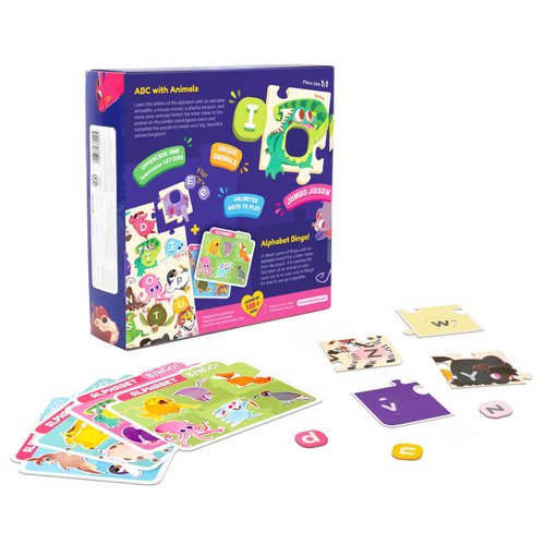 LoveDabble Learn ABC with Animals: Match & Bingo Delight! Dive into a 50+ Piece Puzzles, Learn Letters by Matching with Animals | Birthday Gifts for Kids
