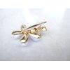 Gold metal white pearl flower alligator hair clip fine thin hair
