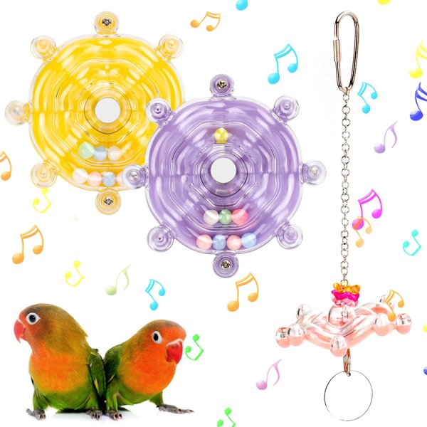 3Pcs Bird Swivel Wheel Rotating Toys, Bird Spinner Hanging Toys for Bird Cage, Chewing and Exercise Toys for Parakeets, Parrots, African Grey, Conure, Budgies, Cockatiel Enrichment Toy