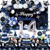 Miidenks 14th Birthday Decorations Set for Boy, Navy Blue Silver Black Happy 14 Birthday Party Decorations with Birthday Backdrop Banner Birthday Tablecloth 14 Number Balloons for Him