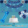 NANINUNENO 17th Blue Birthday Party Decorations for Boy Girl Men Women, Happy 17 Birthday Balloons Supplies with Happy Birthday Banner,17 Number Balloons, Blue Star Streamers, Hanging Swirls