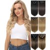 Yamel Remy Clip in Hair Extensions Real Human Hair Natural Hair Extensions Light Brown 2Pcs 6Clips 14Inch 40g