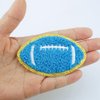 SaktopDeco 9 PCS Blue Football Patch Gold Edges Football Iron On Patches Sew On Chenille Embroidery Patches for DIY Decoration Clothes