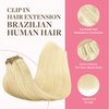 GOO GOO Clip in Hair Extensions Real Human Hair, 18inch 150g 9Pcs, 613R Bleach Blonde, Remy Human Hair Extensions Clip ins for Women, Natural Human Hair