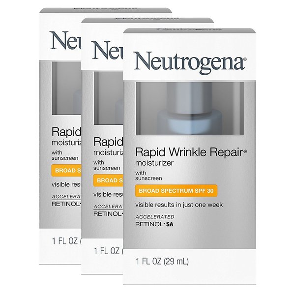 Neutrogena Rapid Wrinkle Repair Daily Face Moisturizer with SPF 30 & Hyaluronic Acid, 1 Fl. Oz. 3 Pack