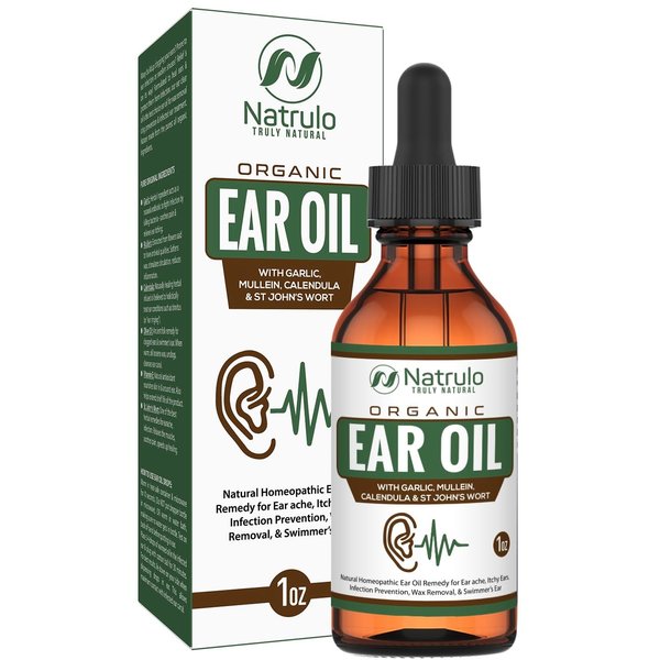 Organic Ear Oil for Ear Infection - Natural Eardrops for Ear Pain, Swimmer's Ear & Wax Removal - Kids, Adults, Baby, & Dog Earache Remedy - Ear Drops with Mullein, Garlic, Calendula Made in USA