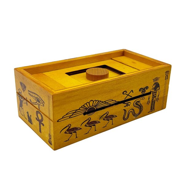 Project Genius Pharaoh's Tomb Classic Wooden Brainteaser Puzzle Box for Kids 8+, Teens, and Adults - Secret Hidden Compartment for Cash, Valuables, and Gift Cards - True Genius Egyptian Trick Box