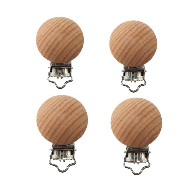 5pcs Beech Wood Pacifier Clips Holder Teething Grasping Suspender Clips Charm DIY Beading Pacifier Chain Accessory (3cm/5pcs)