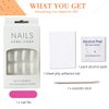Square Press on Nails Short White Fake Nails Acrylic Artificial Glue on Nails Decorations Sequin False Nails with Designs Matte Stick on Nails for Women Girls 24Pcs