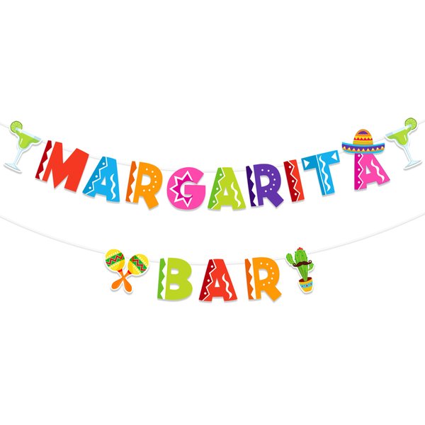 Sursurprise Margarita Bar Banner Sign for Margaritas Birthday Decorations Mexican Fiesta Cinco De Mayo Cactus Bridal Shower Baby Shower Graduation Party Supplies