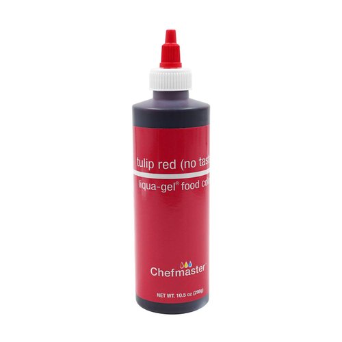 Chefmaster Tulip Red Liqua-Gel® Food Coloring | Vibrant Color | Professional-Grade Dye for Icing, Frosting, Fondant | Baking & Decorating | Fade-Resistant | Easy-to-Use | Made in USA | 10.5 oz