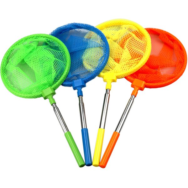 Miraclekoo 4 Pack Upgraded Kids Telescopic Butterfly Net Small Fishing Nets Colorful Insect Bugs Net for Catching Butterfly Bugs Insects