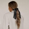 Black Ribbon Hair Ties Cheer Long Tassel Elastic Hairbands Handmade Girls Women Ponytail Holder Hair Accessories for Holiday Party