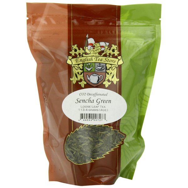 English Tea Store Loose Leaf, Sencha Green CO2 Decaffeinated Tea Pouches, 4 Ounce