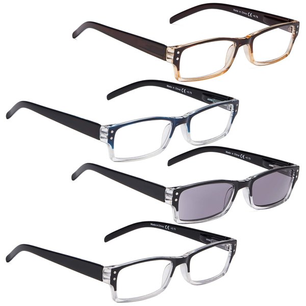 LUR READING GLASSES 4 pack Include Sun Readers